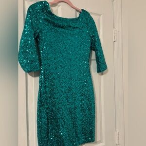 Green sparkly dress